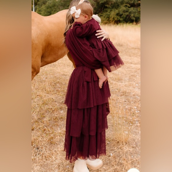 Ivy City beautiful winter midi dress in wine. - Picture 4 of 4